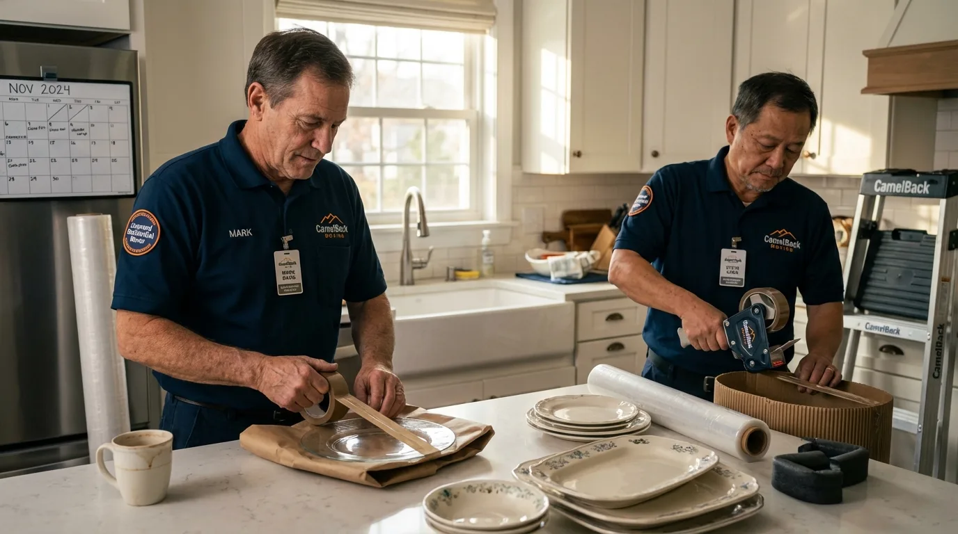 Professional crew packing kitchen dishware in Preston, ID
